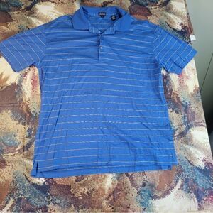 Jack Nicklaus Mens Blue Striped Polo Shirt Size X Large Casual Golf Short Sleeve